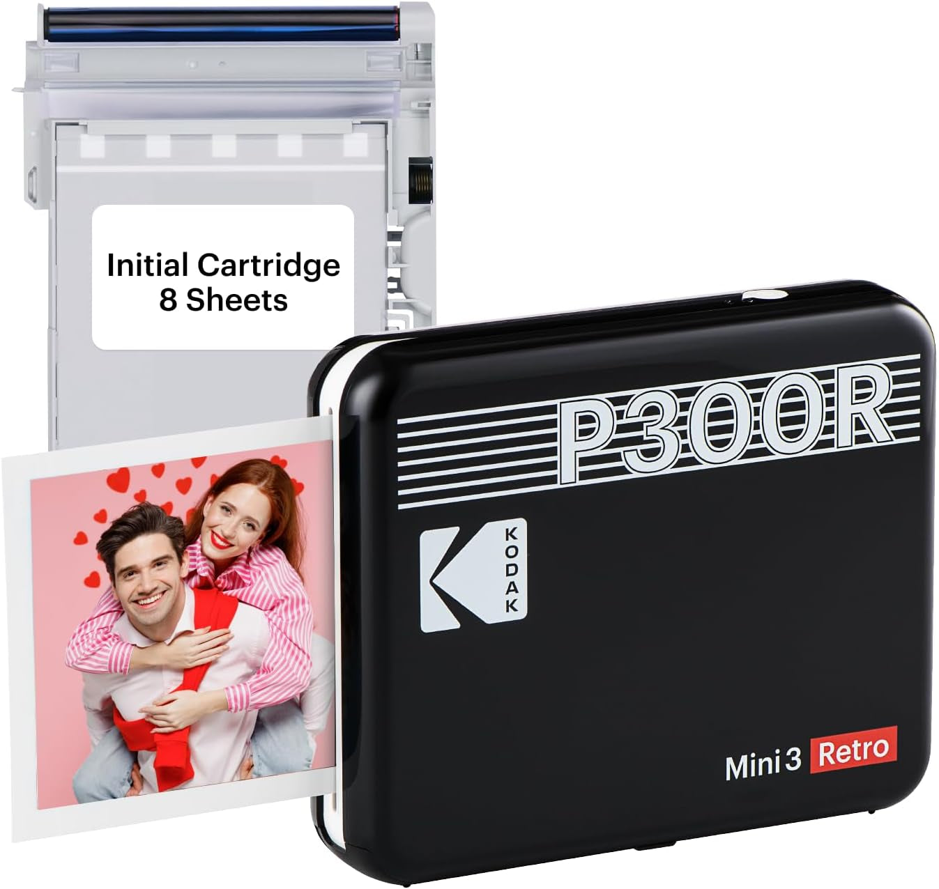 Mini 3 Retro 4PASS Portable Photo Printer (3X3 Inches) + 8 Sheets, Black