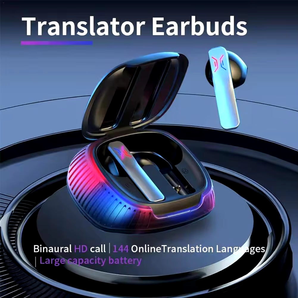 Language Translation Earbuds Translate 114 Languages Bluetooth Headset Translator Multifunctional Real-Time Travel Translator