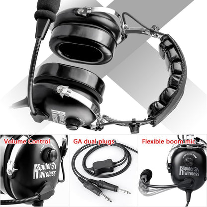 Aviation Headset for Pilots, Aviation Headset with Comfort Ear Seals, 24Db Noise Cancelling, MP3 Support and Carrying Case