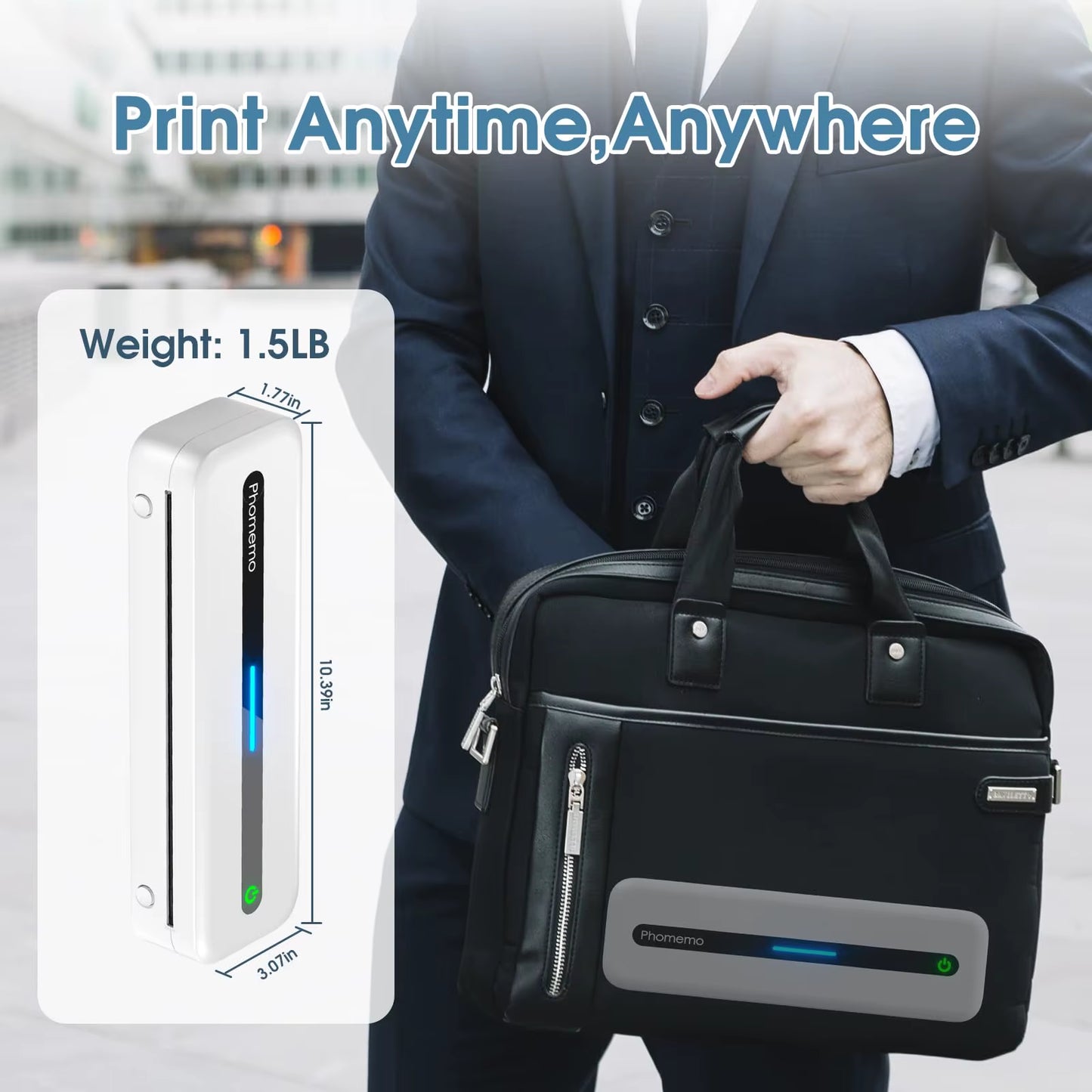 Multifunctional A4 Thermal Printer Bluetooth & Type-C Connection Compact Portable Mobile Printer for Travel Home Mobile Office