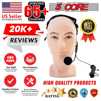 5 Core Headset Microphone Professional Flexible Boom Wired Hands Free Mic 1/4" Connector Jack