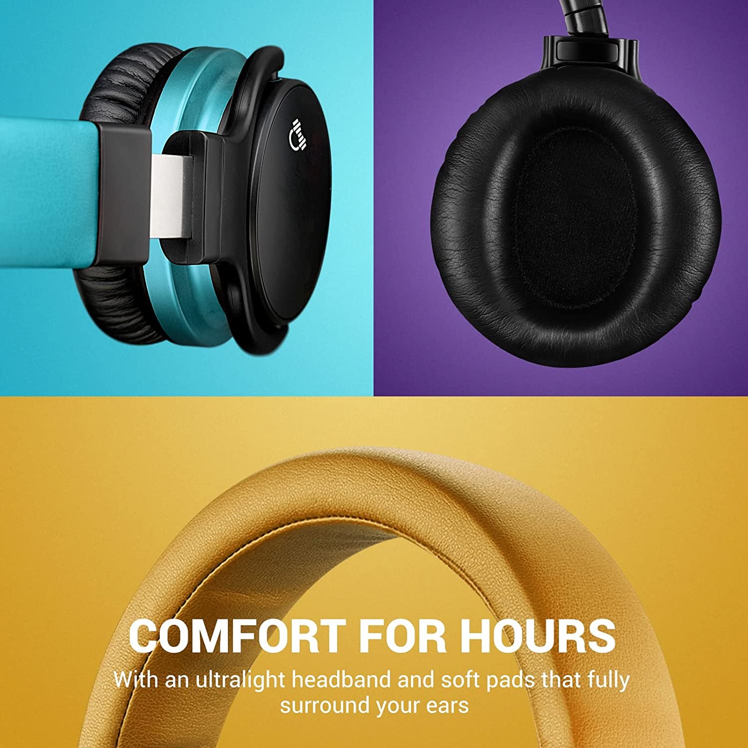 E7 Active Noise Cancelling Headphones Bluetooth Headphones Wireless Headphones over Ear with Microphone Deep Bass, Comfortable Protein Earpads, 30 Hours Playtime for Travel/Work, Yellow