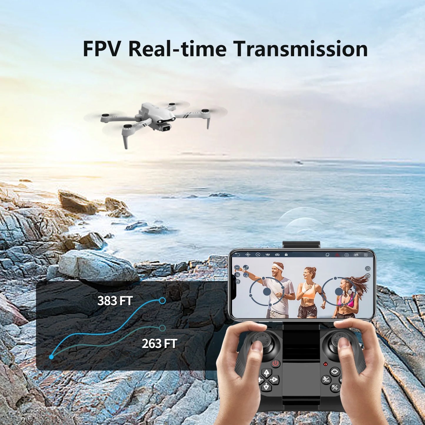 F10-1080P Wifi FPV Drone with 1080P HD Camera, Headless Mode/3D Flips, RC Quadcopter for Beginners Silver White