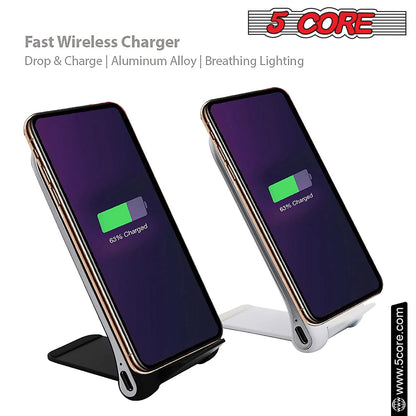 5Core Fast Wireless Charger Phone 2Pack Qi Certified 10W Cellphone Charging Stand Dock