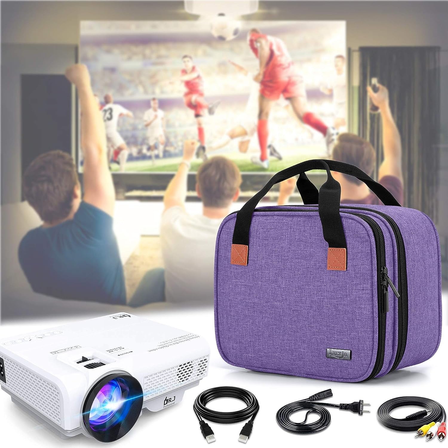 Carrying Bag for DR.J Mini Projector, Portable Case for Mini Projector and Accessories (Fits Most Major Mini Projectors), Purple